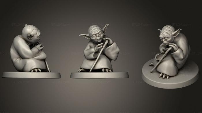 Статуэтки герои, монстры и демоны (Йода, STKM_3903) 3D модель для ЧПУ станка